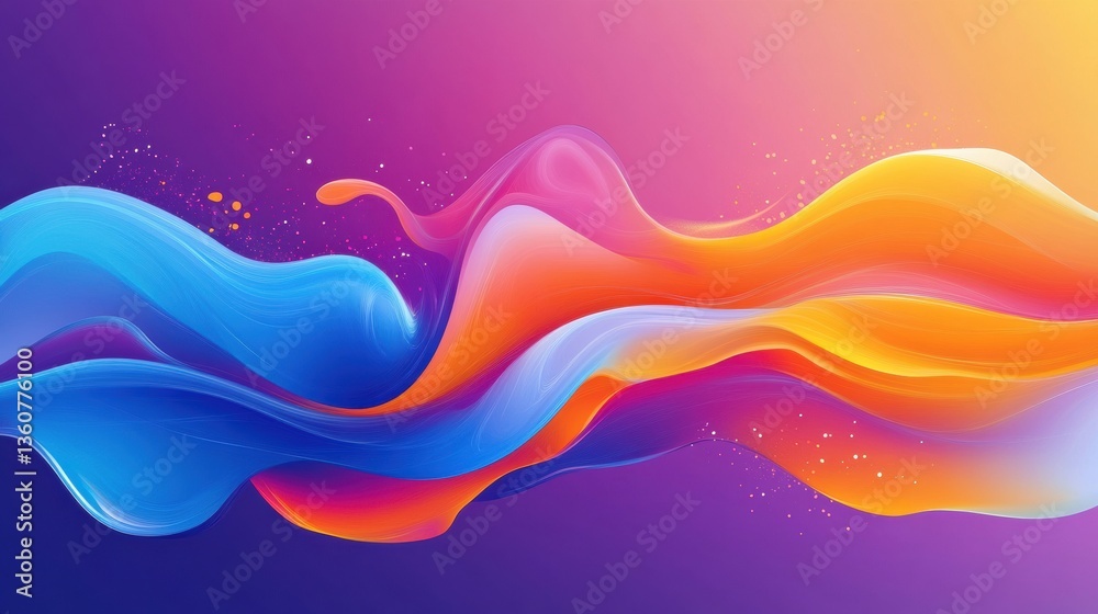 Poster Dynamic flow of fresh groceries with vibrant colors and smooth liquid gradients in an abstract background design Generative AI