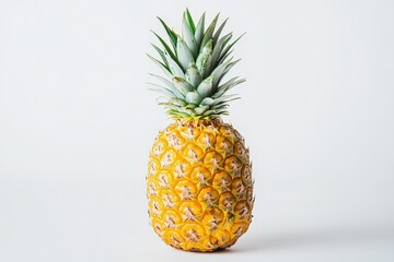 A whole fresh pineapple displayed against a bright white background