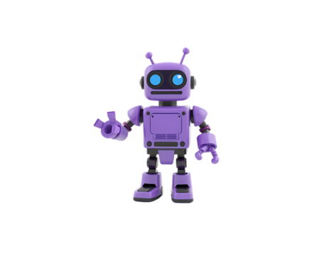 Cute Purple Robot Cartoon Isolated