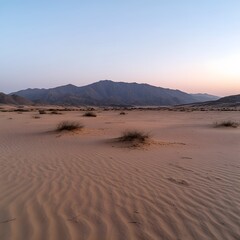Desert sunrise, sand dunes, mountains, tranquility, travel