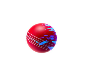 Red Sphere with Abstract Blue Design