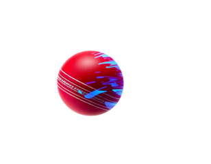 Red Sphere with Abstract Blue Design