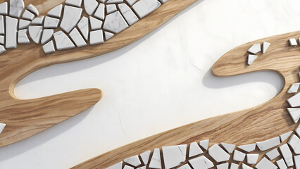 Abstract wood and marble mosaic