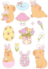 Hoppy Easter Eggs Bundle Nature Cartoon Capybaras 