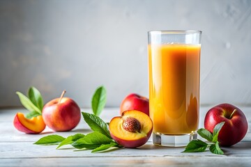 nectarine juice in white background