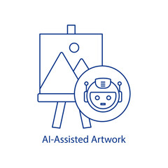 AI Artwork Icon Machine Learning Creativity Tool Algorithmic Art Design Neural Network Illustration Human-AI Collaboration Digital Art Technology Vector