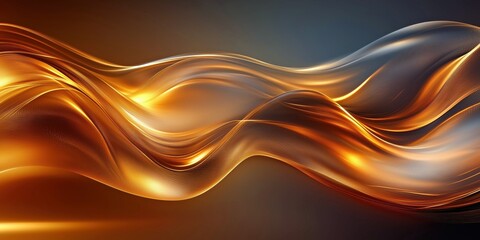 Obraz premium Elegant abstract design featuring smooth, golden waves, flowing in a continuous motion with light reflections