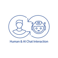 Human-AI Chat Icon Collaborative Conversation System Man-Machine Dialogue Hybrid Communication Interface Digital Chat Partnership Future Tech