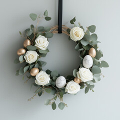 easter wreath with eggs and flowers