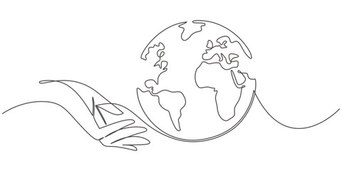 Earth day, Environment day line art style vector illustration