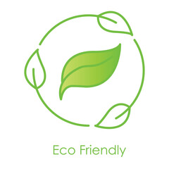 Vector icon for eco-friendly practices. Displays leaves forming a circle to represent sustainability, nature conservation, and green initiatives.