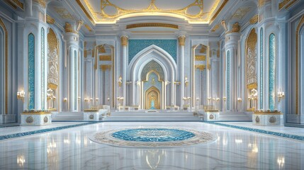 Fototapeta premium Grand Palace Interior: Opulent Design in Blue and Gold
