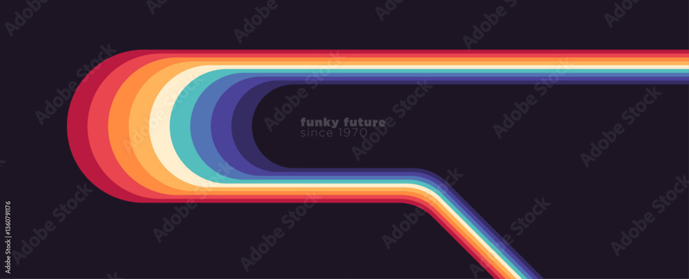 Poster minimalist abstract 1980s background design in a futuristic retro style with colorful lines. vector 