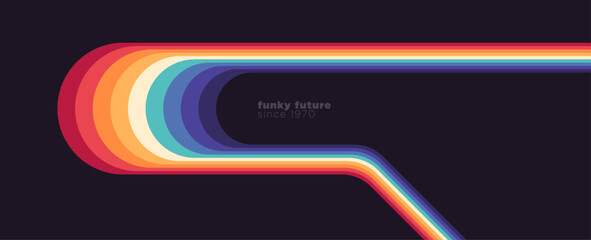 Minimalist abstract 1980s background design in a futuristic retro style with colorful lines. Vector illustration.