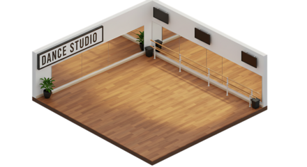 Isometric Dance Studio with Mirrors and Barre for Fitness Training