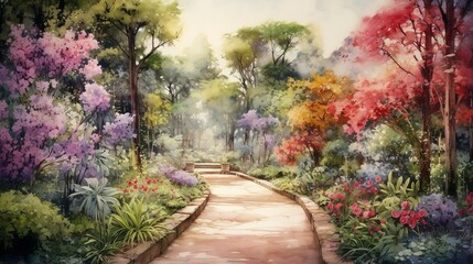 A photo of a botanical garden watercolor painting.