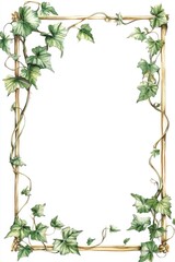 Obraz premium A decorative frame made with vines and green leaves
