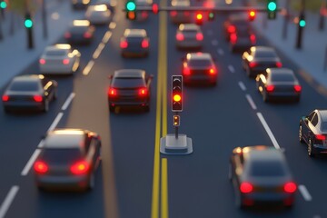 Fototapeta premium Ai-powered traffic control system adjusting lights in real-time to optimize vehicle flow in busy cities