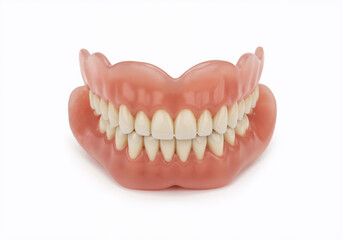 Fototapeta premium Complete set of new false teeth dentures - isolated on white