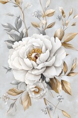 Obraz premium A painted artistic depiction of beautiful white flower blooms