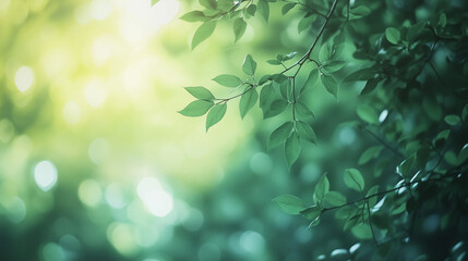 Obraz premium Defocused green forest plants and trees backdrop background