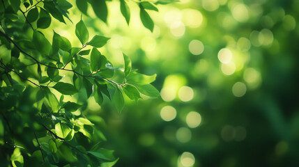 Defocused green forest plants and trees backdrop background