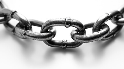 Obraz premium Close-up of a Metal Chain: Interlocking Links, Strength, and Connection