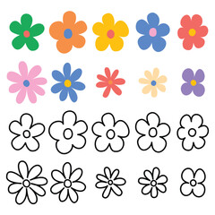 A set of multicoloured different colours. Drawn by hand. Vector illustration