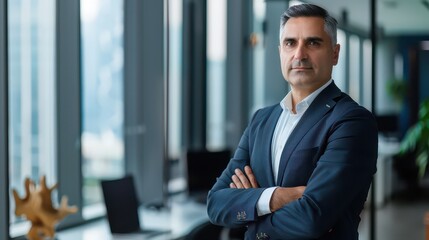 Fototapeta premium Professional CEO standing in a high-rise office