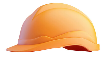 Fototapeta premium Close up view of an orange protective construction helmet or hard hat designed for worker safety and used on construction sites and industrial workplaces
