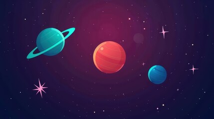 Explore a dreamy vector space background featuring adorable stars in a whimsical flat style. Perfect for creative projects