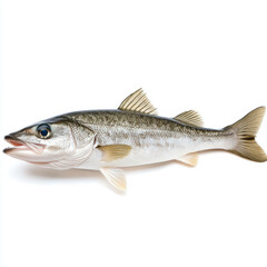 Fototapeta premium Fresh, vibrant fish stands out on a crisp white background, showcasing its natural colors and textures beautifully.