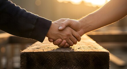 Golden Hour Handshake Outdoors.