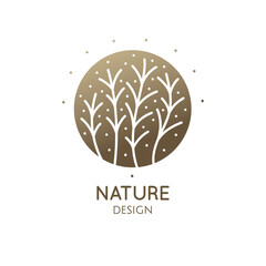 Herbaceous plant logo. Vector abstract badge for design of natural products, flower shop, cosmetics, ecology concepts, health, spa, yoga