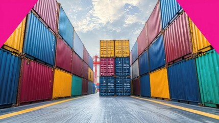 Fototapeta premium Colorful Cargo Containers: Global Trade and Shipping Industry