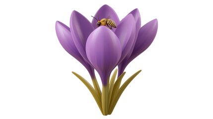 Naklejka premium Closeup of a vibrant delicate lavender flower in full bloom surrounded by lush green leaves against a clean white background