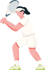 Vector Art of Girl Tennis Action, Forehand and Racket