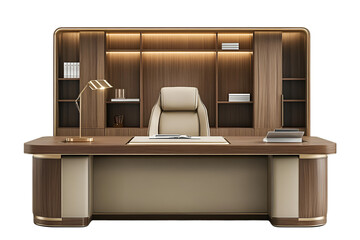 simple modern office desk setup isolated