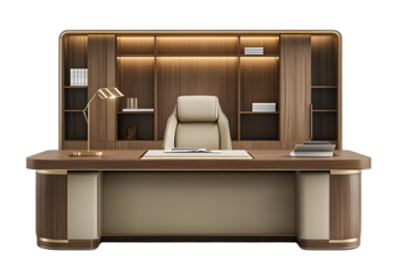 simple modern office desk setup isolated