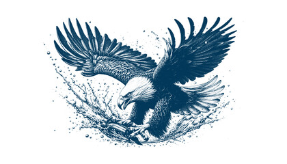 eagle engraving vector illustration