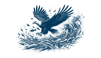 eagle engraving vector illustration