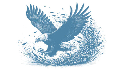eagle engraving vector illustration