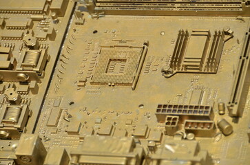 Close-Up of a Gold Circuit Board