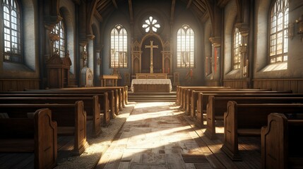 A photo of a hospital chapel without visitors.