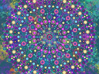 Beautiful colorful wallpaper background print with mandala bright art decor design	
