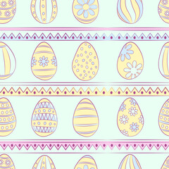 Seamless background. Easter pattern. Easter eggs. Texture in delicate pastel colors.