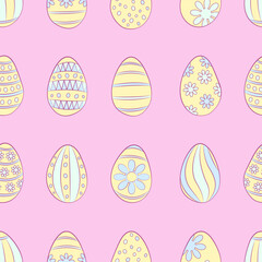 Seamless background. Easter pattern. Easter eggs. Texture in delicate pastel colors.