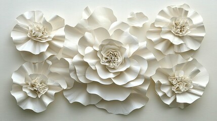 Cream Paper Flowers: Elegant Wall Decor, Wedding, Boho Chic, Minimalist Home Decor, Botanical Art