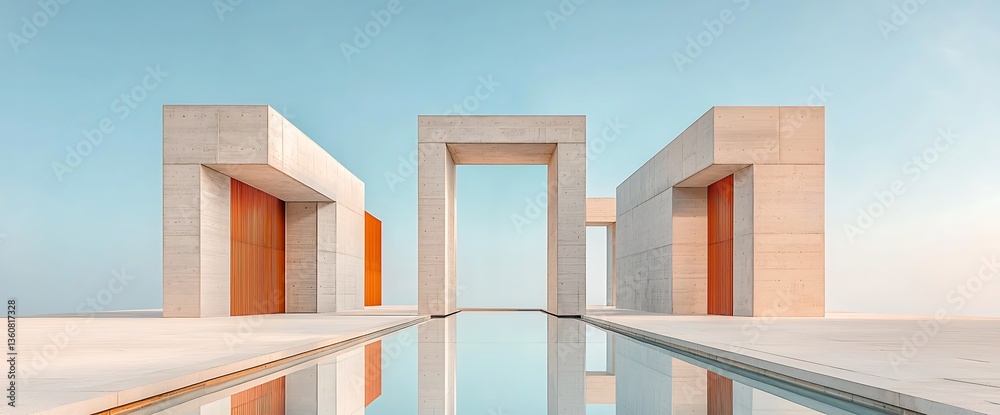 Poster Minimalist architecture concrete structures modern design