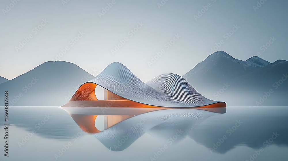 Poster Minimalist architectural design digital rendering